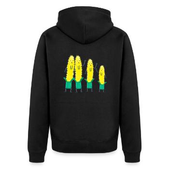 Einen schönen Herbst! Ja, es ist MAIS! - Unisex Premium Bio Zip Hoodie - Schwarz - Hinten - Nico (187cm)