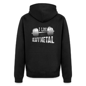 I Like Heavy Metal Workout Training Weight Lifting - Unisex Premium Bio Zip Hoodie - Schwarz - Hinten - Nico (187cm)