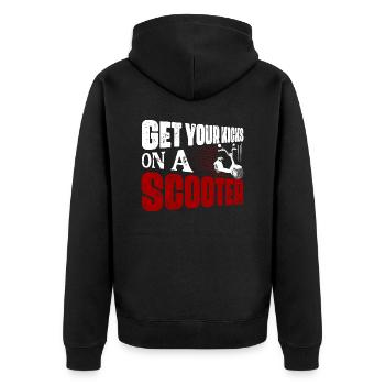 Get Your Kicks On A Scooter Moped Motorbike - Unisex Premium Bio Zip Hoodie - Schwarz - Hinten - Nico (187cm)