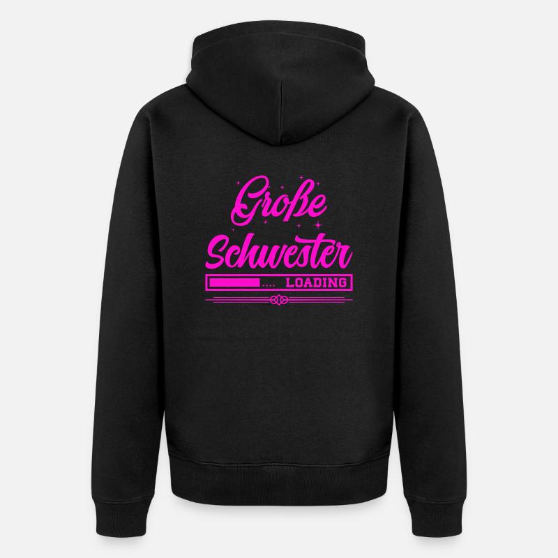 große schwester loading - Unisex Premium Bio Zip Hoodie - Schwarz
