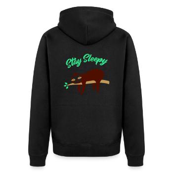 Sloth Stay Sleepy 01 - Unisex Premium Organic Zip Hoodie - black - Back - Nico (187cm)