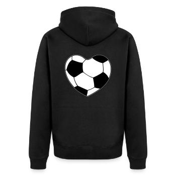 Herz Fußball - Unisex Premium Bio Zip Hoodie - Schwarz - Hinten - Nico (187cm)