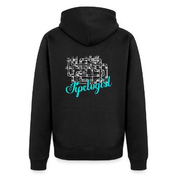 Pipelogist Plumber Pipefitter Wrench - Unisex Premium Organic Zip Hoodie - black - Back - Nico (187cm)