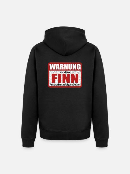 Finn Name Lustiges Warnschild - Unisex Premium Bio Zip Hoodie - Schwarz