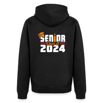 Abschluss 2024 - Unisex Premium Bio Zip Hoodie - Schwarz - Hinten - Nico (187cm)