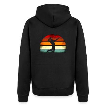 Vintage Volleyball - Unisex Premium Organic Zip Hoodie - black - Back - Nico (187cm)