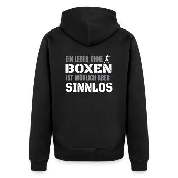 Boxen Boxsport Kampfsport Mottp - Unisex Premium Bio Zip Hoodie - Schwarz - Hinten - Nico (187cm)