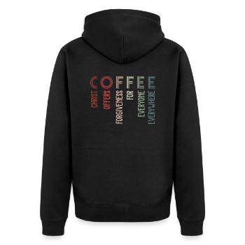 Coffee Christ Offers Forgiveness For Everyone - Unisex Premium Organic Zip Hoodie - black - Back - Nico (187cm)