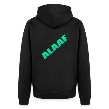 Alaaf - Unisex Premium Bio Zip Hoodie - Schwarz - Hinten - Nico (187cm)