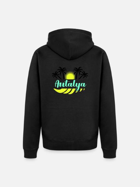 Antalya - Unisex Premium Organic Zip Hoodie - black