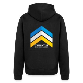 Down-Syndrom Drei-Chromosomen-Pfeile Bewusstsein - Unisex Premium Bio Zip Hoodie - Schwarz - Hinten - Nico (187cm)