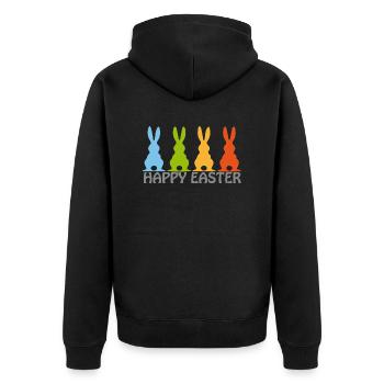 Easter/Ostern - Bo-Grafik - Unisex Premium Bio Zip Hoodie - Schwarz - Hinten - Nico (187cm)