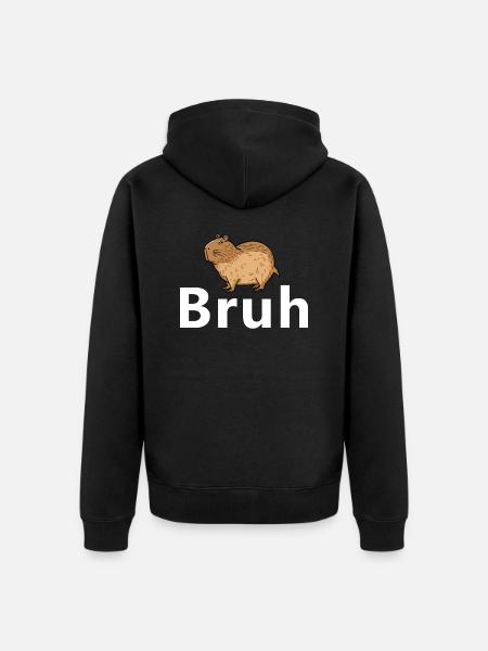 Bruh Capybara - Unisex Premium Organic Zip Hoodie - black