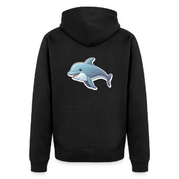 Delfin niedlich - Unisex Premium Bio Zip Hoodie - Schwarz - Hinten - Nico (187cm)