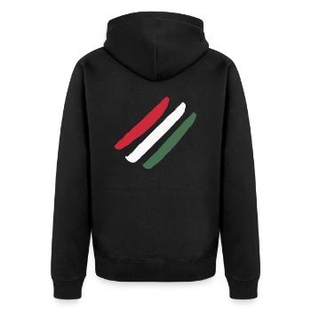 Ungarn Flagge - Unisex Premium Bio Zip Hoodie - Schwarz - Hinten - Nico (187cm)