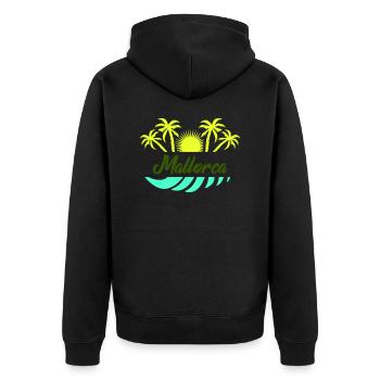 Majorca - Unisex Premium Organic Zip Hoodie - black - Back - Nico (187cm)