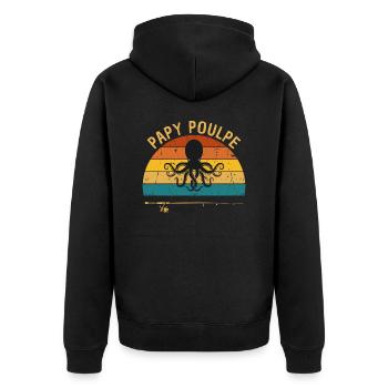 Papy poulpe Canne à pêche - Veste à capuche bio Premium Unisexe - noir - Dos - Nico (187cm)