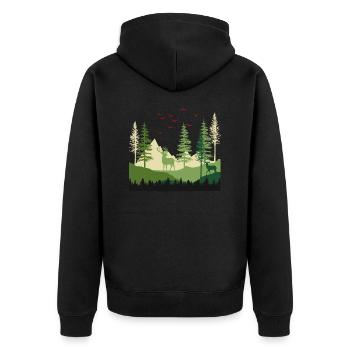 Forest Serenity Escape - Unisex Premium Organic Zip Hoodie - black - Back - Nico (187cm)