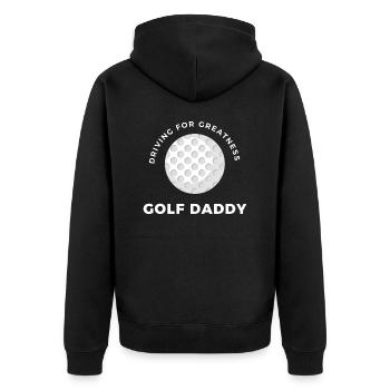 Golf Daddy Driving For Greatness - Unisex Premium Organic Zip Hoodie - black - Back - Nico (187cm)