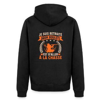 t-shirt retraite chasse - Veste à capuche bio Premium Unisexe - noir - Dos - Nico (187cm)