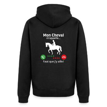Mon cheval m'appelle faut quẹ j'y aille - Veste à capuche bio Premium Unisexe - noir - Dos - Nico (187cm)