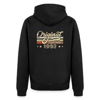 1992 Septembre Né Anniversaire Année de naissance 1992 - Veste à capuche bio Premium Unisexe - noir - Dos - Nico (187cm)