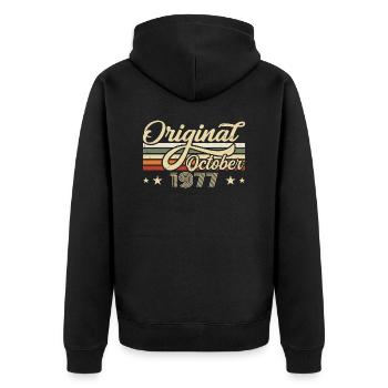 October 1977 Birthday in October - October 1977 - Unisex Premium Organic Zip Hoodie - black - Back - Nico (187cm)