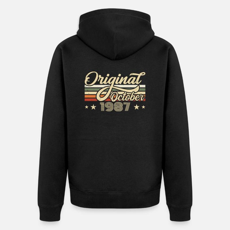 Octobre 1987 Anniversaire en Octobre - Octobre 1987 - Veste à capuche bio Premium Unisexe - noir