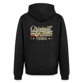 October 1984 Birthday in October - October 1984 - Unisex Premium Organic Zip Hoodie - black - Back - Nico (187cm)