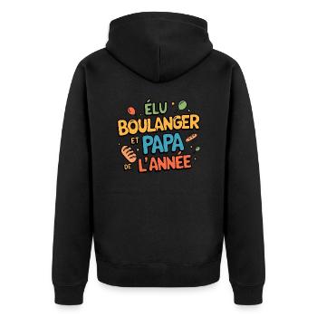 Elu boulanger et papa de l'année - Veste à capuche bio Premium Unisexe - noir - Dos - Nico (187cm)