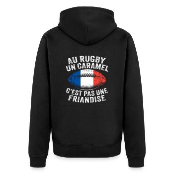 Au Rugby Un Caramel Pas Une Friandise Joueur - Veste à capuche bio Premium Unisexe - noir - Dos - Nico (187cm)