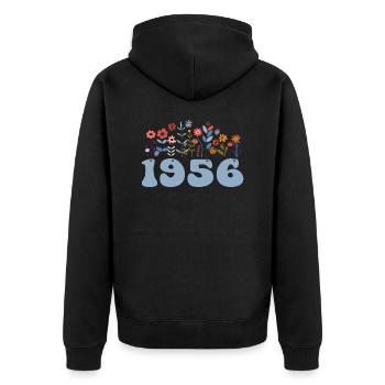1956 Floral Pattern 1956 Floral Theme Flowers 1956 - Unisex Premium Organic Zip Hoodie - black - Back - Nico (187cm)