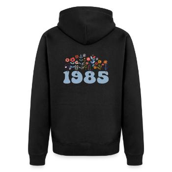 1985 Floral Pattern 1985 Floral Theme Floral 1985 - Unisex Premium Organic Zip Hoodie - black - Back - Nico (187cm)