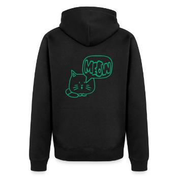 Süße Katze Comic Sprechblase Meow Miau Cartoon Fun - Unisex Premium Bio Zip Hoodie - Schwarz - Hinten - Nico (187cm)