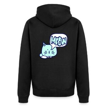 Süße Katze Comic Sprechblase Meow Miau Cartoon Fun - Unisex Premium Bio Zip Hoodie - Schwarz - Hinten - Nico (187cm)