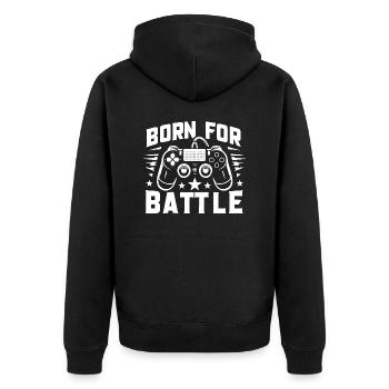 Born for Battle - Unisex Premium Organic Zip Hoodie - black - Back - Nico (187cm)