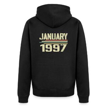 Janvier 1997 - Cadeau d'anniversaire janvier 1997 - Veste à capuche bio Premium Unisexe - noir - Dos - Nico (187cm)