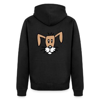 Dog Face Small Happy Puppy Pet - Unisex Premium Organic Zip Hoodie - black - Back - Nico (187cm)