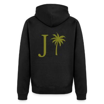 Lettre j vert Palm - Veste à capuche bio Premium Unisexe - noir - Dos - Nico (187cm)