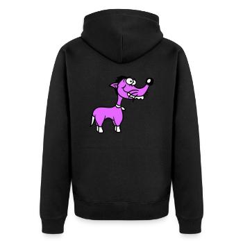 Hund Steht Dumm Kerl Lustig Blöd Verrückt Komisch - Unisex Premium Bio Zip Hoodie - Schwarz - Hinten - Nico (187cm)