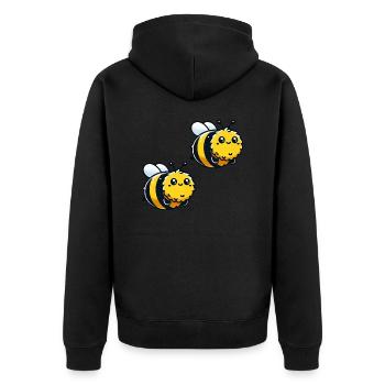 hummel biene 2 - Unisex Premium Bio Zip Hoodie - Schwarz - Hinten - Nico (187cm)