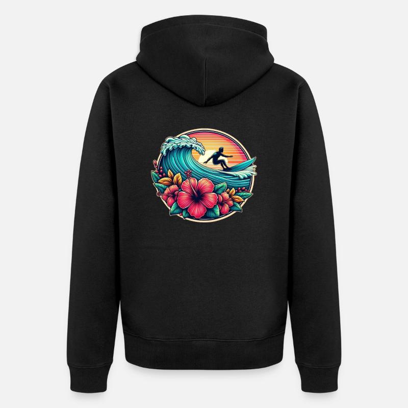 Logo du surfeur 2 - Veste à capuche bio Premium Unisexe - noir