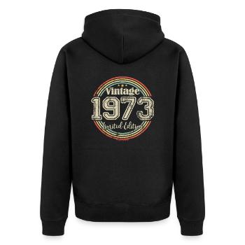 Vintage Retro Limited Edition 1973 Geburtsjahr - Unisex Premium Bio Zip Hoodie - Schwarz - Hinten - Nico (187cm)