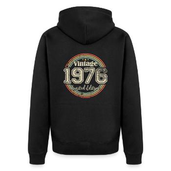 Vintage Retro Limited Edition 1976 Birth Year - Unisex Premium Organic Zip Hoodie - black - Back - Nico (187cm)