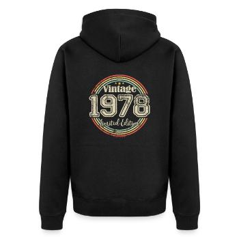 Vintage Retro Limited Edition 1978 Birth Year - Unisex Premium Organic Zip Hoodie - black - Back - Nico (187cm)