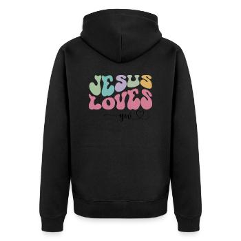 Jésus t’aime - Veste à capuche bio Premium Unisexe - noir - Dos - Nico (187cm)