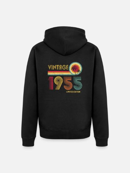 Vintage 1955 Limited Edition – Retro Sunset 70th - Unisex Premium Organic Zip Hoodie - black