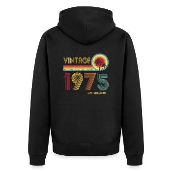 Vintage 1975 Limited Edition – Retro Sunset 50th - Unisex Premium Organic Zip Hoodie - black - Back - Nico (187cm)