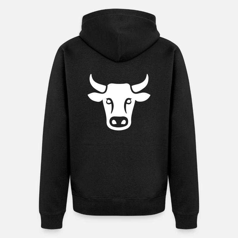 Tête de bovin vache - Veste à capuche bio Premium Unisexe - noir
