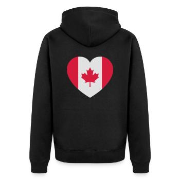 canada_2color - Unisex Premium Bio Zip Hoodie - Schwarz - Hinten - Nico (187cm)